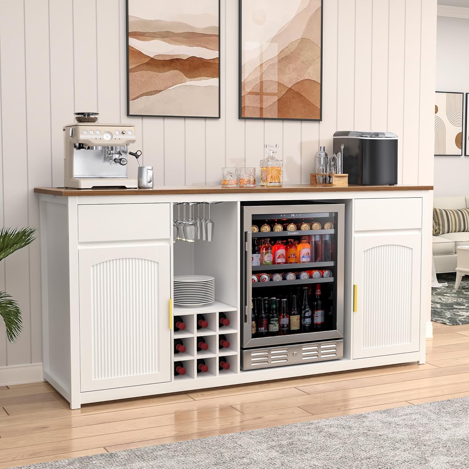 Home Bar And Cabinet - Extra Long Bar Cabinet Fridge Space