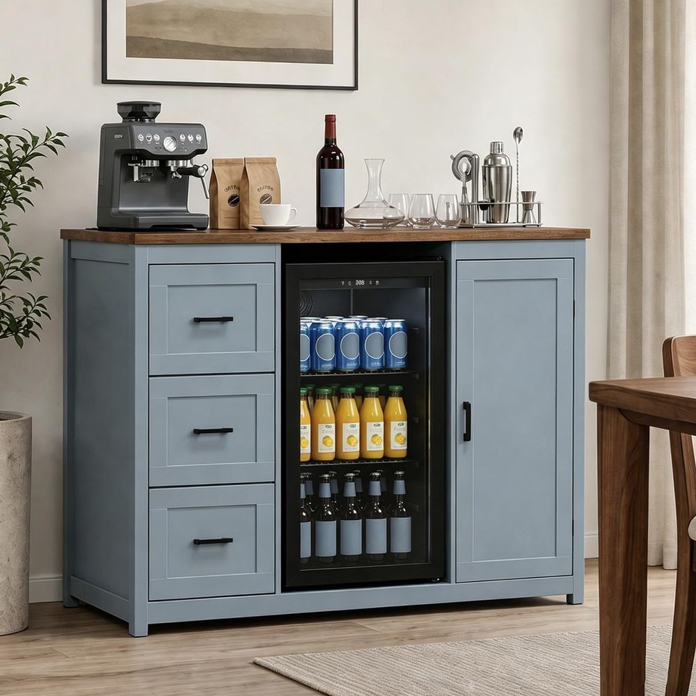 Home Bar And Fridge - 52-Inch Coffee Bar Cabinet with Mini