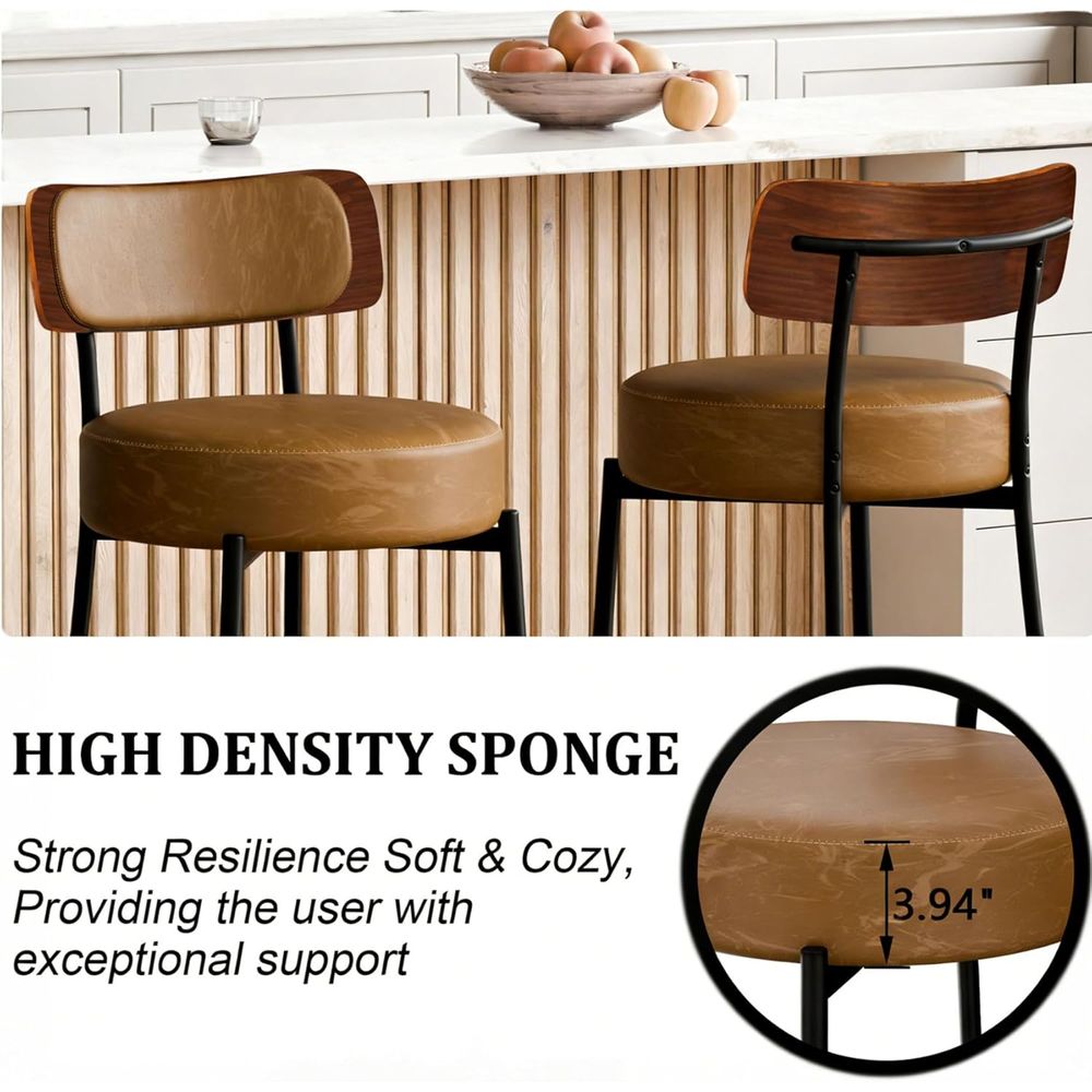 Brown Bar Stools Set o 3, Leat – Home Bar And Counter Bewertung und Preis
