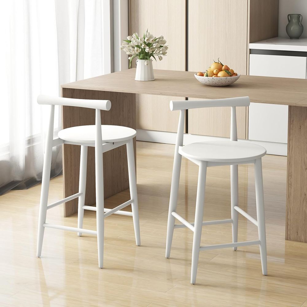 Set of 2 White Wooden Bar Chai – Home Bar And Counter Bewertung und Preis