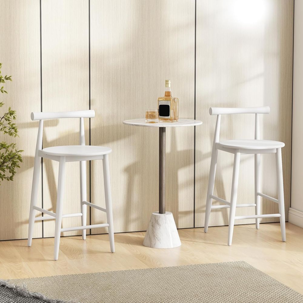 Set of 2 White Wooden Bar Chai – Home Bar And Counter Bewertung und Preis