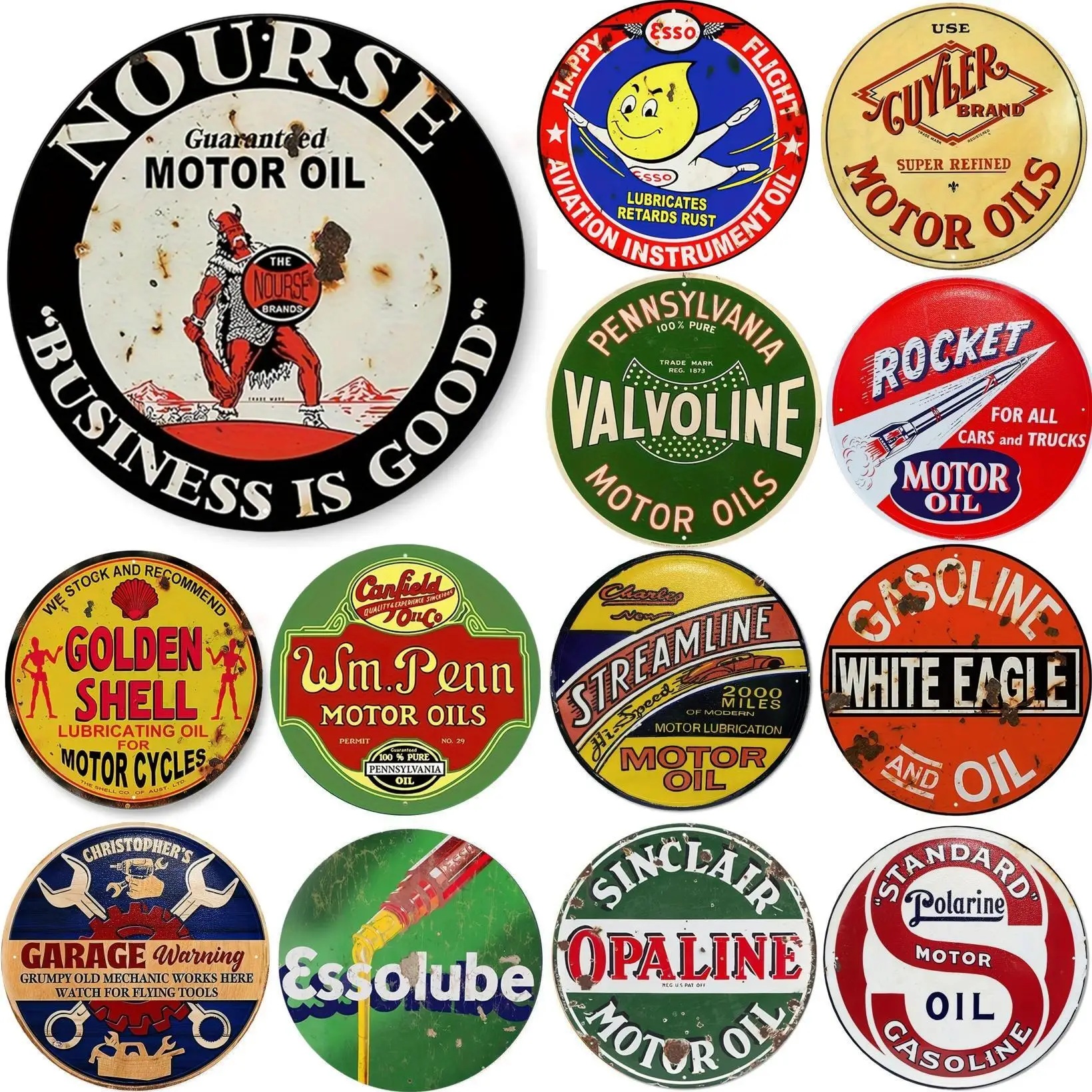Vintage Motor Oil Sign Round M – Home Bar And Restaurant Bewertung und Preis
