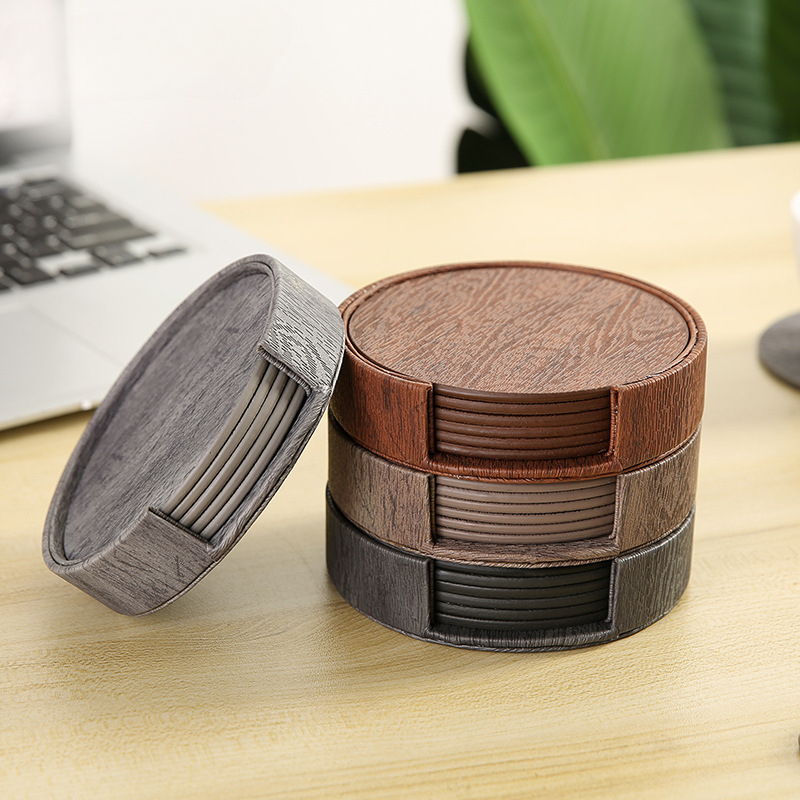 6 Wood Grain Leather Coasters  – Home Bar And Counter Bewertung und Preis