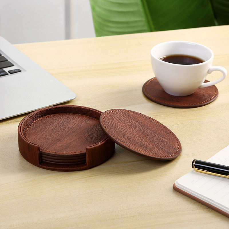 6 Wood Grain Leather Coasters  – Home Bar And Counter Bewertung und Preis