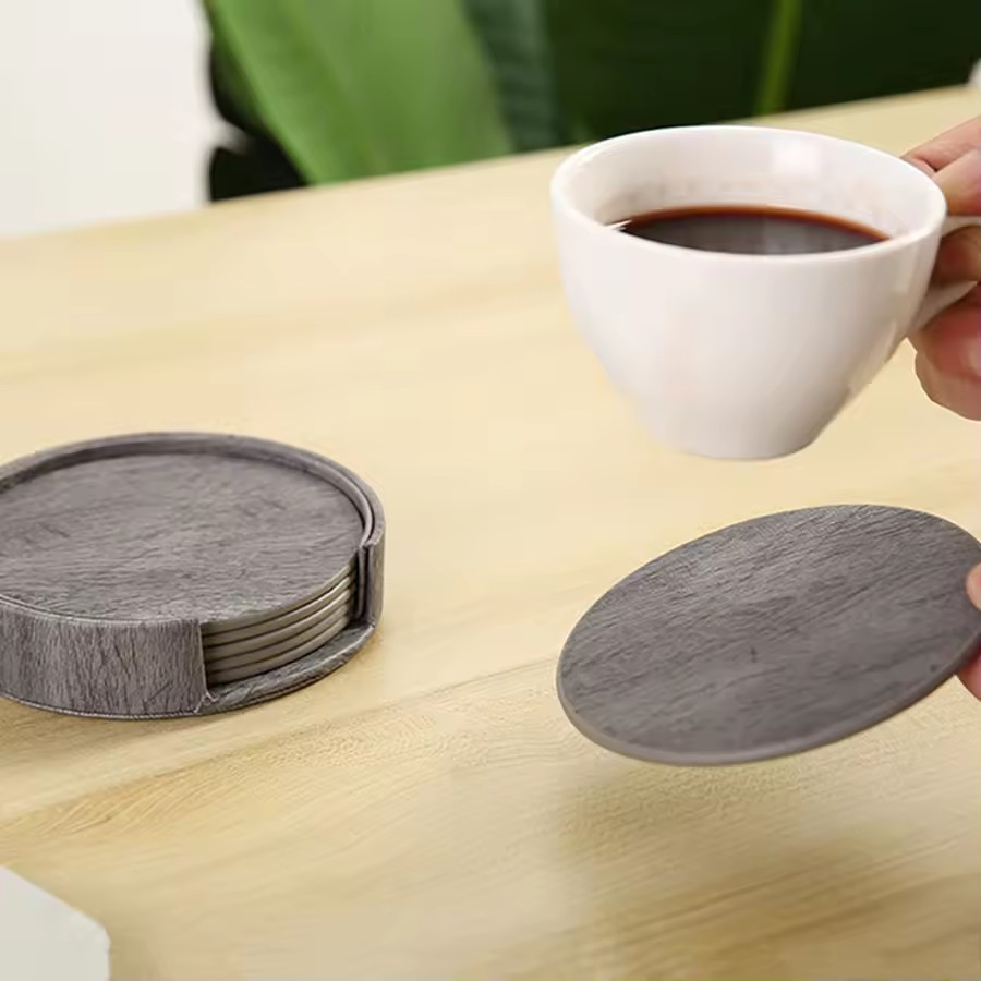 6 Wood Grain Leather Coasters  – Home Bar And Counter Bewertung und Preis