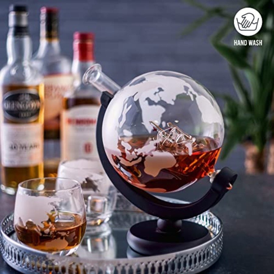Oak Steel - 50 Oz Globe Whiske – Decanter Globe Set Bewertung und Preis