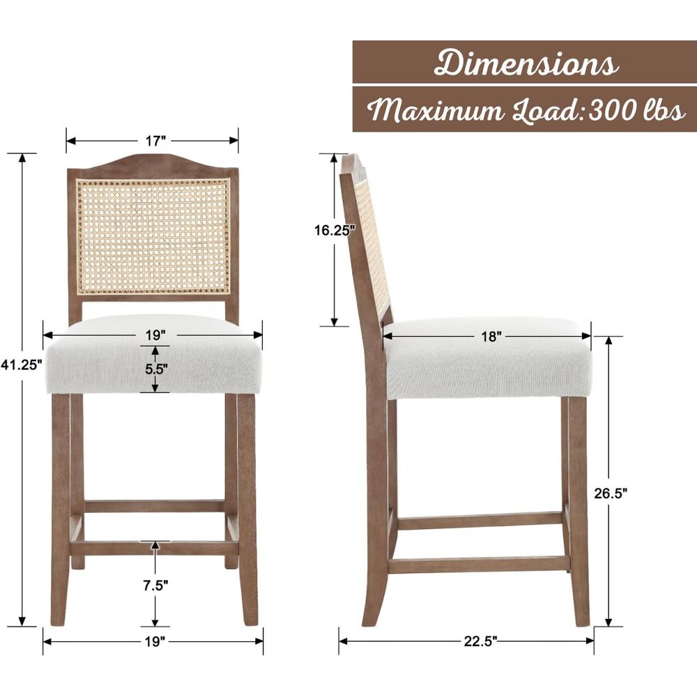Set of 4 Linen Beige Cane Back – Home Bar And Counter Bewertung und Preis