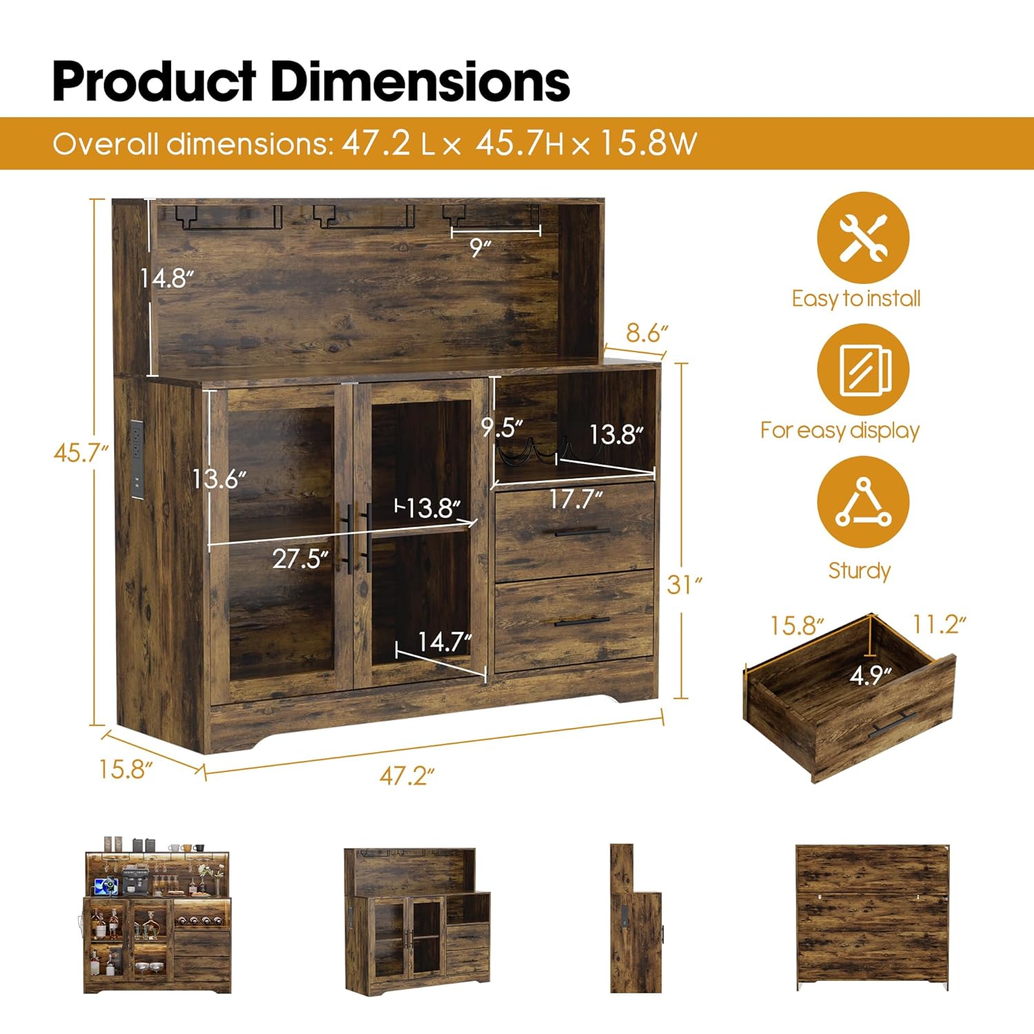 RGB Light Wine Bar Cabinet wit – Home Bar And Cabinet Bewertung und Preis