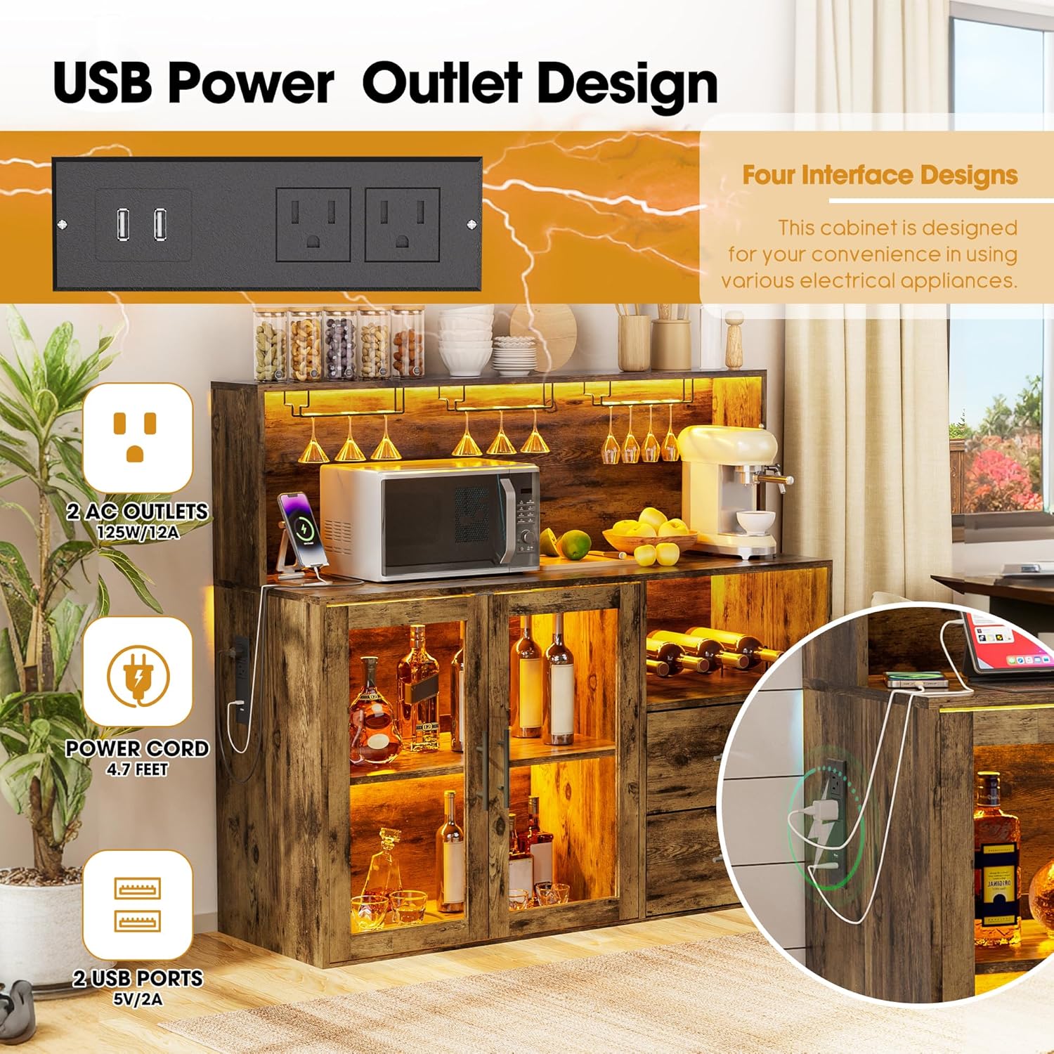 RGB Light Wine Bar Cabinet wit – Home Bar And Cabinet Bewertung und Preis