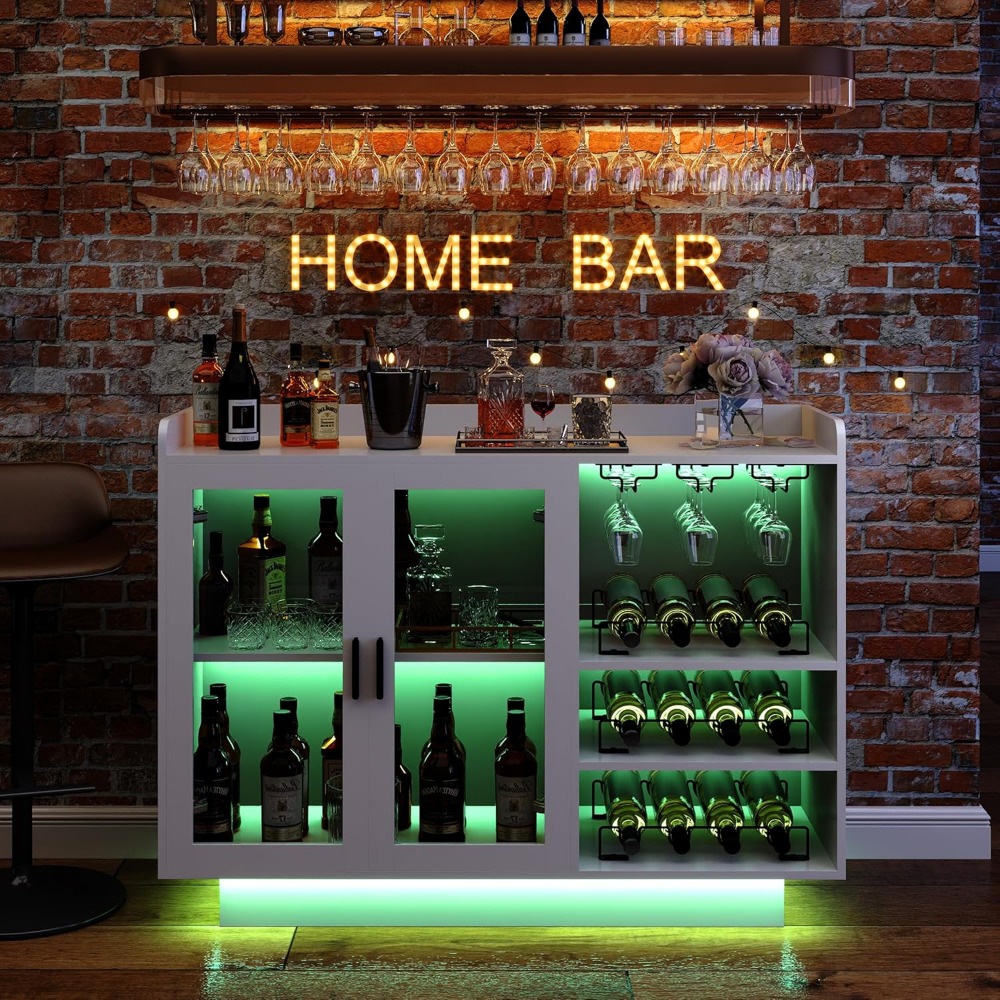 Wine Bar Cabinet with LED Ligh – Home Bar And Cabinet Bewertung und Preis