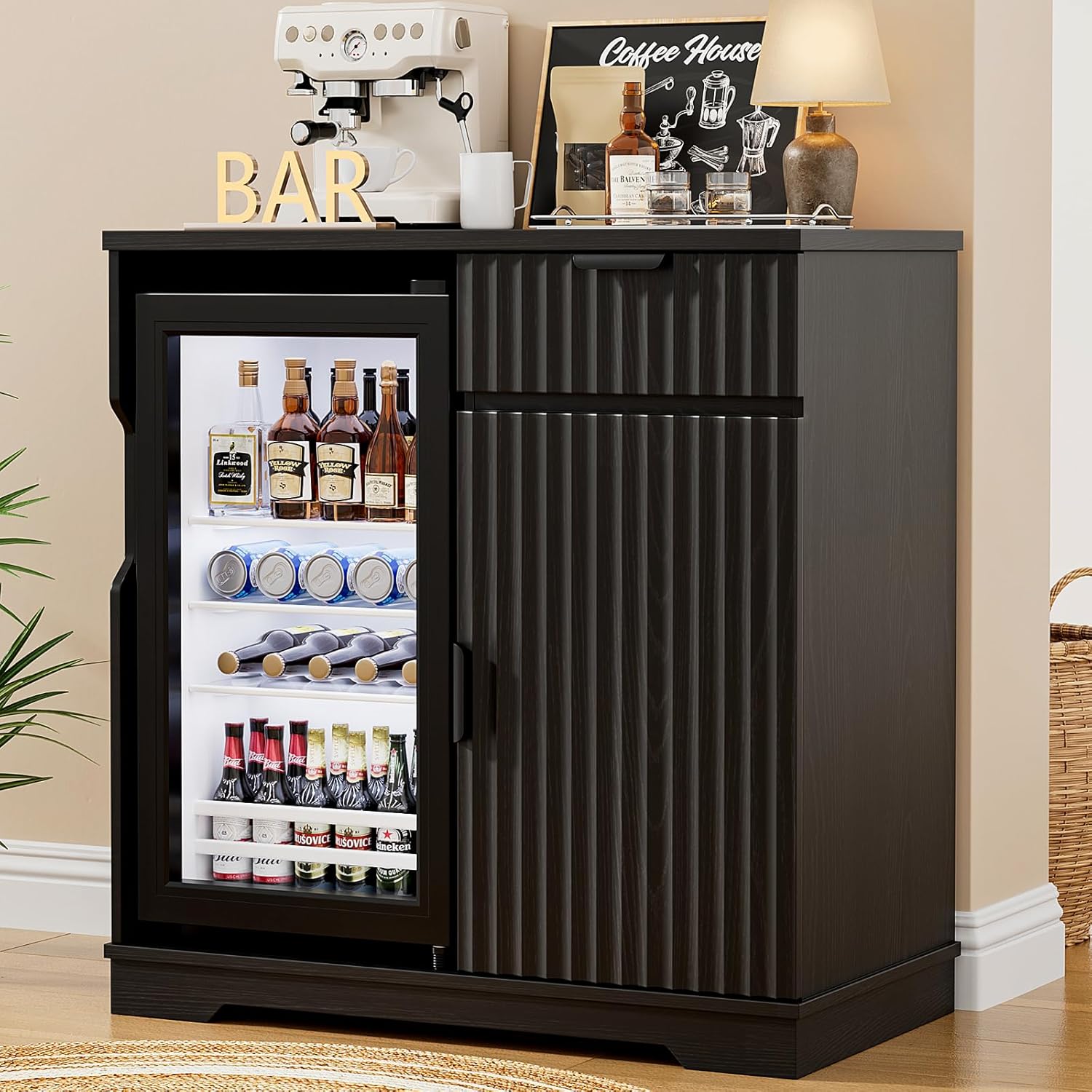 Fluted Coffee Bar Cabinet with – Home Bar And Cabinet Bewertung und Preis