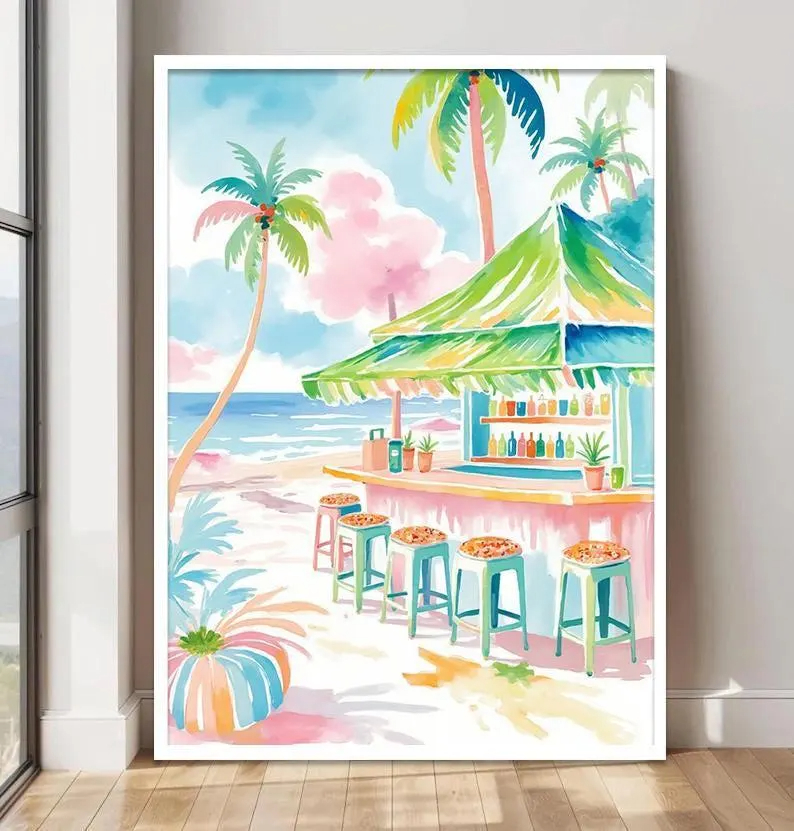 Boho Tropical Watercolor Wall  – Home Bar Set Bewertung und Preis