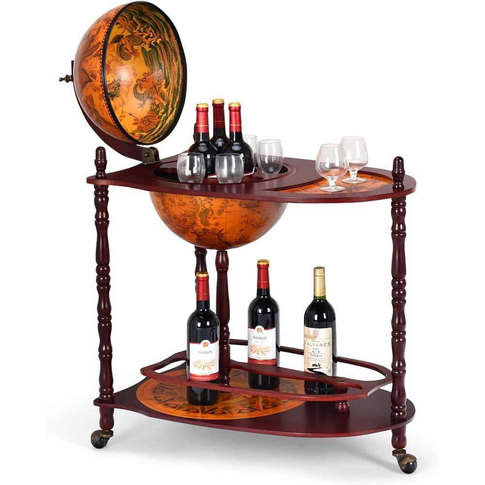 Vintage 34.5 Wheeled Globe Bar – Home Bar And Cabinet Bewertung und Preis