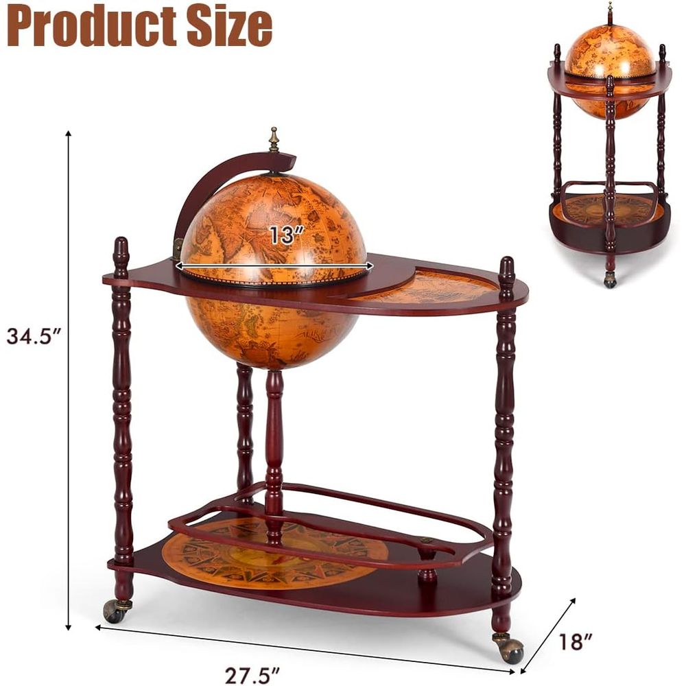 Vintage 34.5 Wheeled Globe Bar – Home Bar And Cabinet Bewertung und Preis