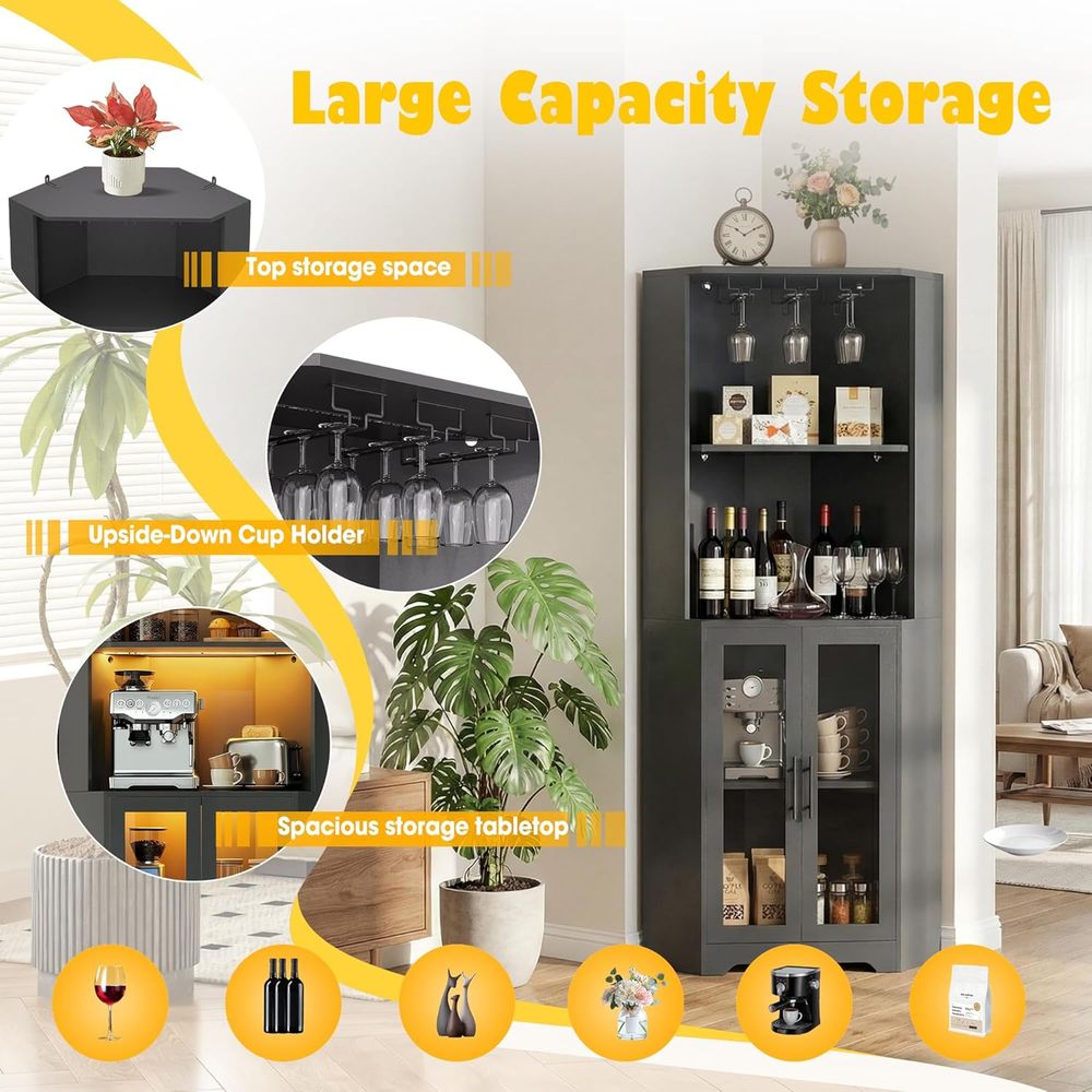 65 Tall LED-Illuminated Bar Ca – Home Bar And Cabinet Bewertung und Preis