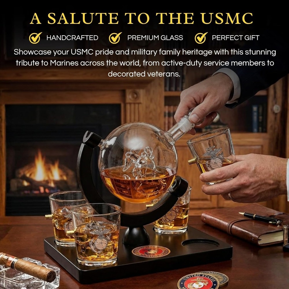 USMC Marine Globe Whiskey Deca – Decanter Globe Set Bewertung und Preis