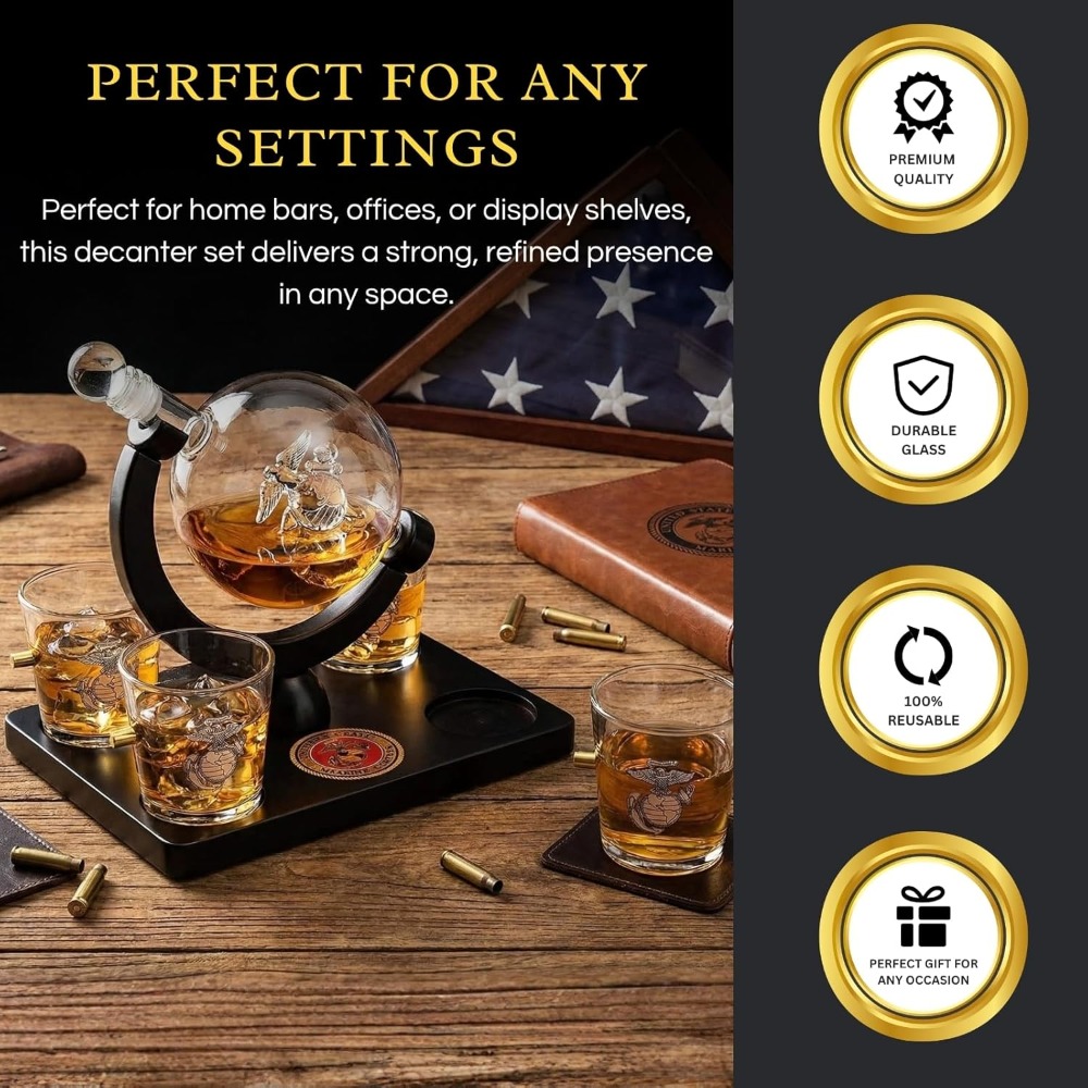 USMC Marine Globe Whiskey Deca – Decanter Globe Set Bewertung und Preis