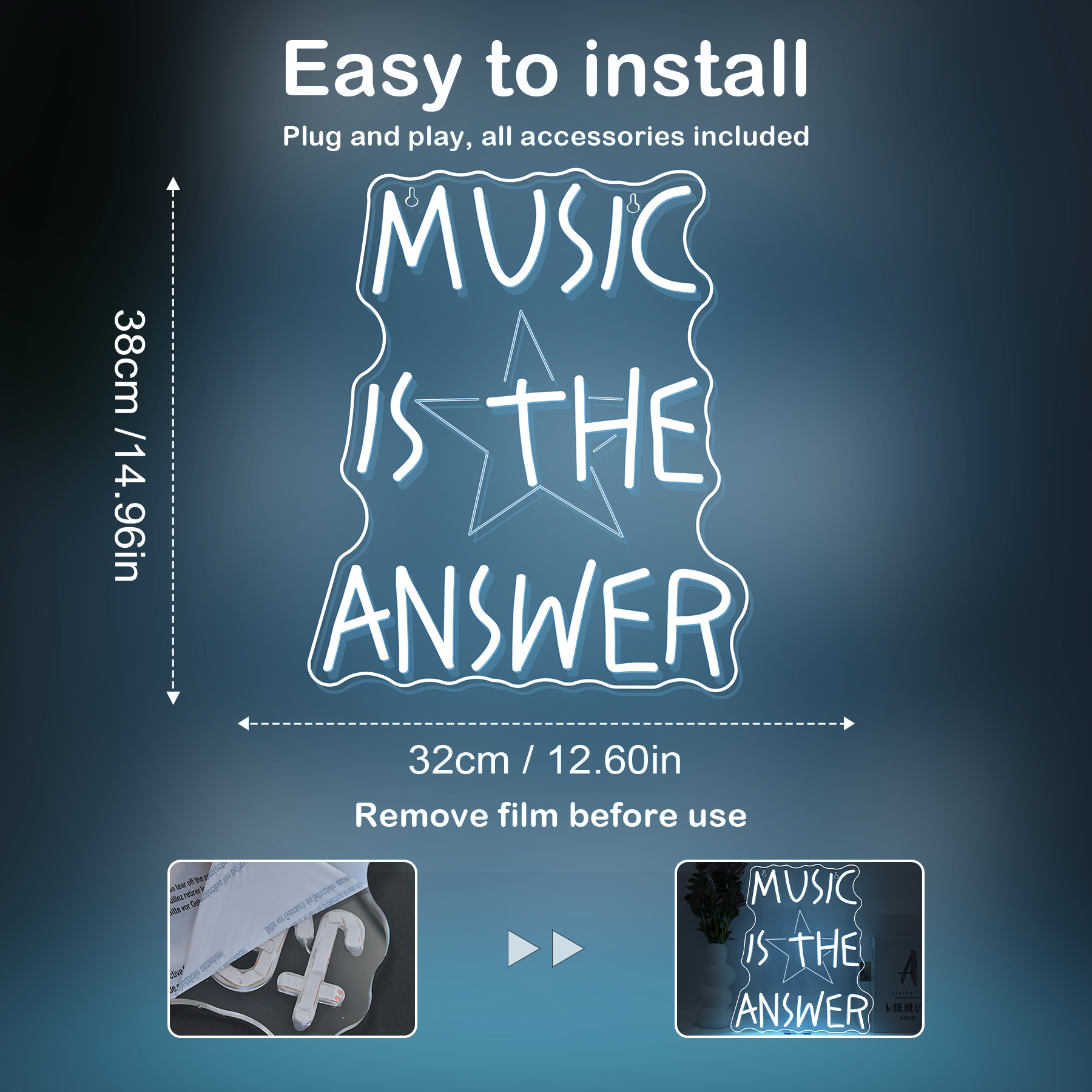 Music Is The Answer Neon Sign  – Home Bar Word Bewertung und Preis
