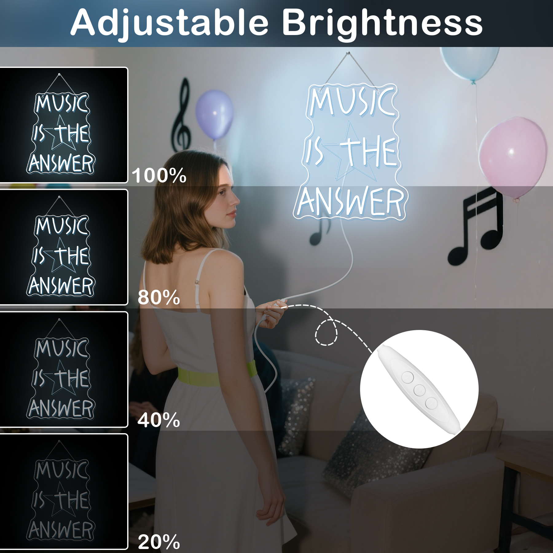 Music Is The Answer Neon Sign  – Home Bar Word Bewertung und Preis