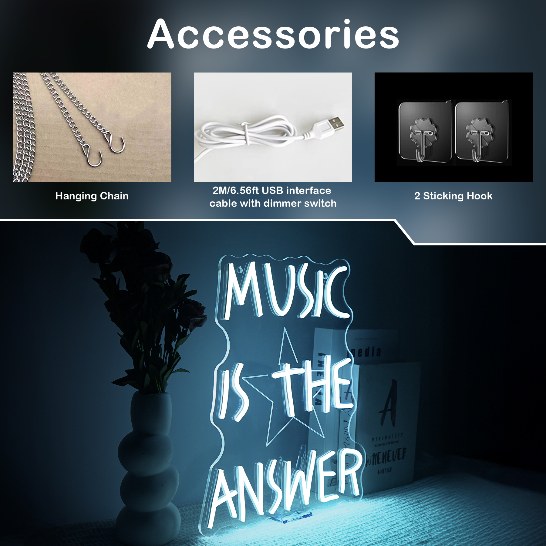 Music Is The Answer Neon Sign  – Home Bar Word Bewertung und Preis